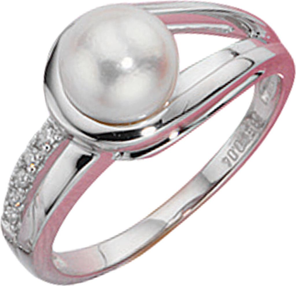 JOBO Damen Ring 585 Gold Weißgold 1 Süßwasser Perle 5 Produktbild 
