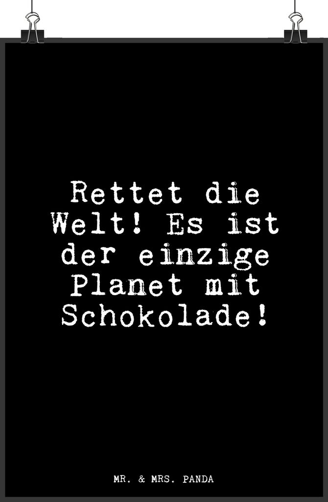 Mr. & Mrs. Panda Bild Rettet die Welt! Es... DIN A4 - Schwarz - Geschenk, Kunstdruck, drucke, wanddeko, Posterdruck, Wandbild, Sprüche, Quote, Pla...