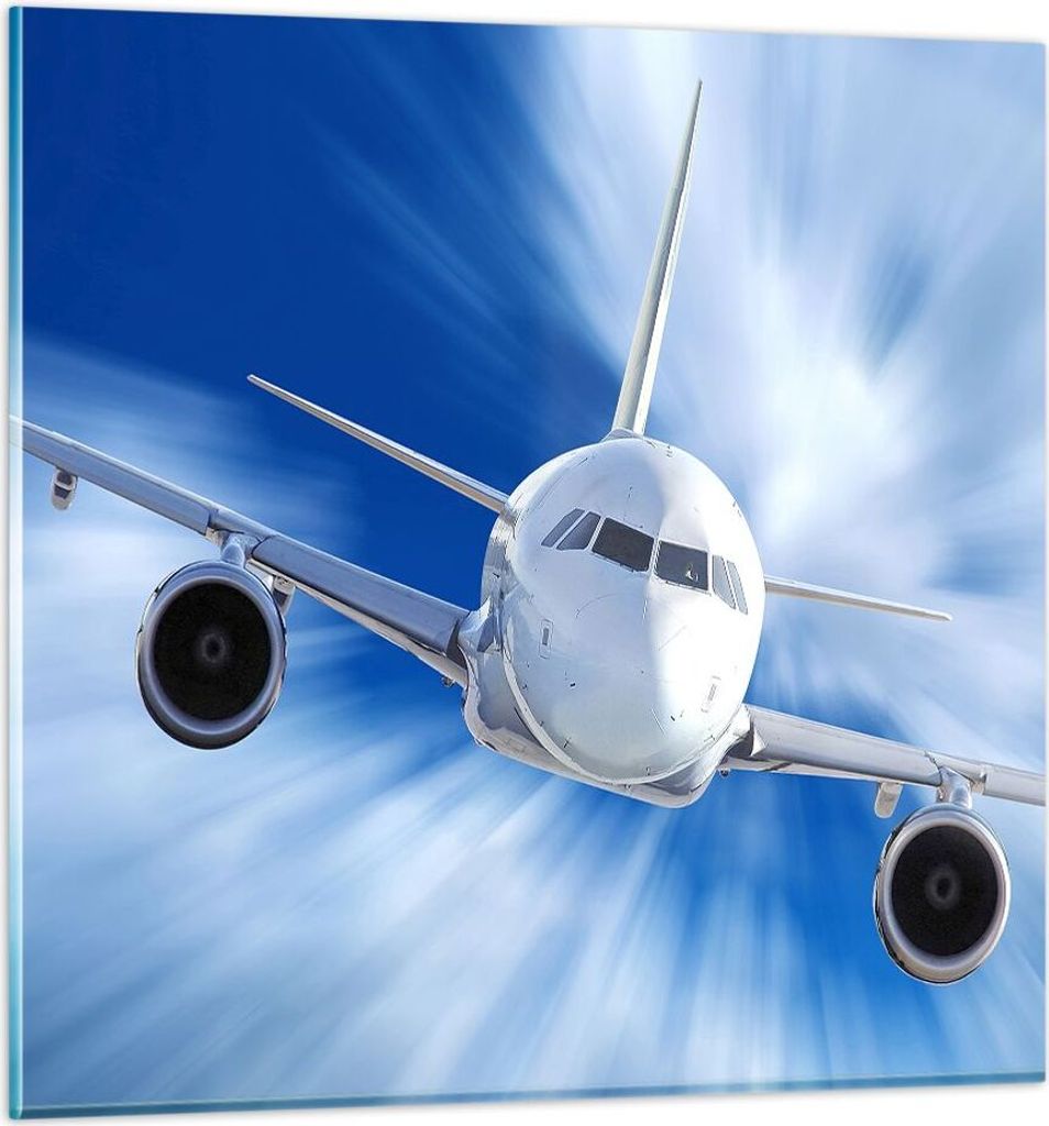 Bilder auf glas - Luftfahrt Flugzeug Flug - 30x30cm - Glasbilder - Wandbilder - Kunstdruck - zum Aufhängen bereit - Wanddekoration aus Glas - Glas...