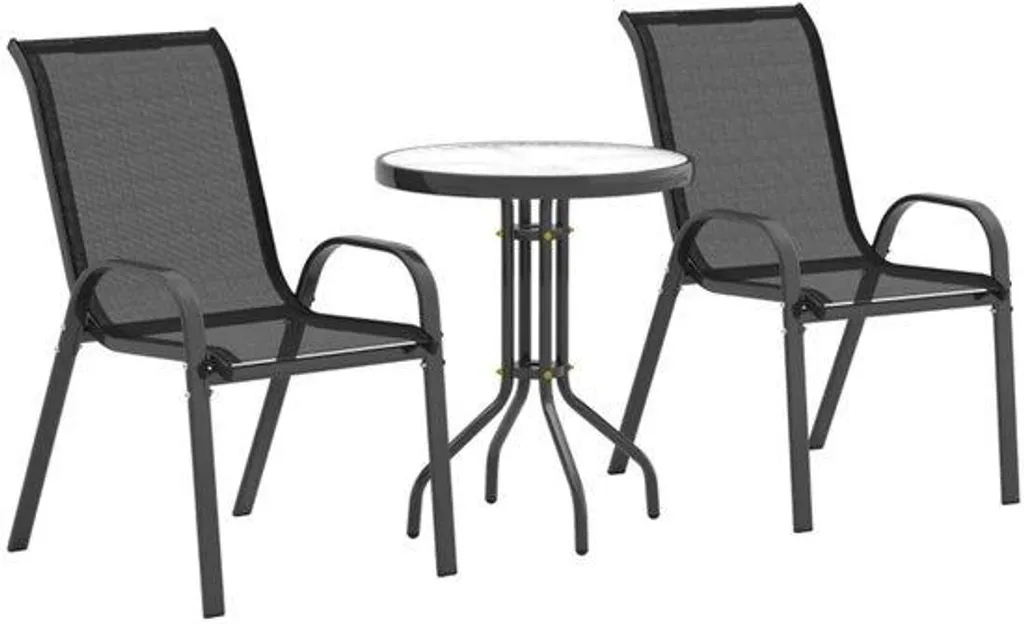 Salon de jardin 4 places noir brillant design pour extérieur et terrasse