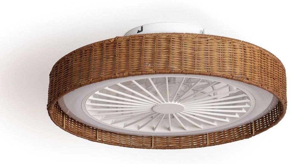 Deckenventilator mit Licht Lautlos DC Rattan Nala Produktbild 