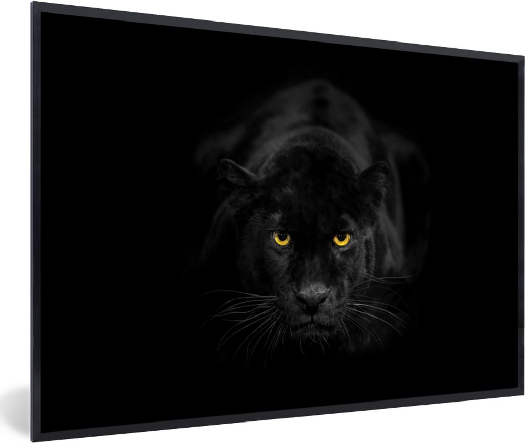 MuchoWow MuchoWow Gerahmtes Poster Leopard - Augen - Schwarz 30x20 cm - Poster mit zchwarzem Bilderrahmen - Kunstdruck - Bild-Poster