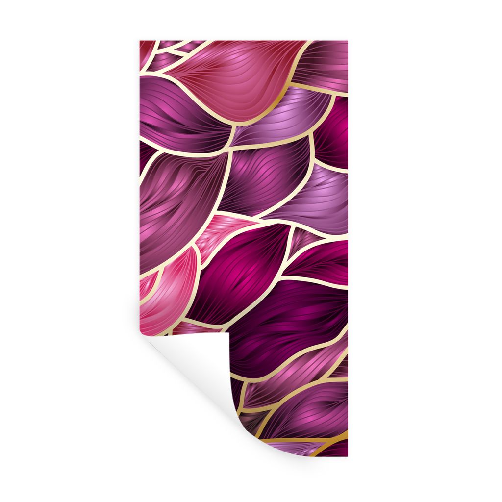 MuchoWow Wandtattoo Wandsticker Wandaufkleber Abstrakter Hintergrund mit lila und gold 80x160 cm Selbstklebend und Repositionierbar - Sticker - D...