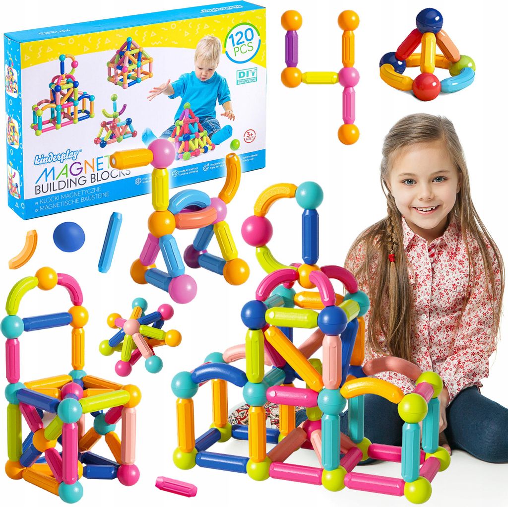 Magnetische Konstruktionsbausteine 3D – 120-teiliges XXL Produktbild 