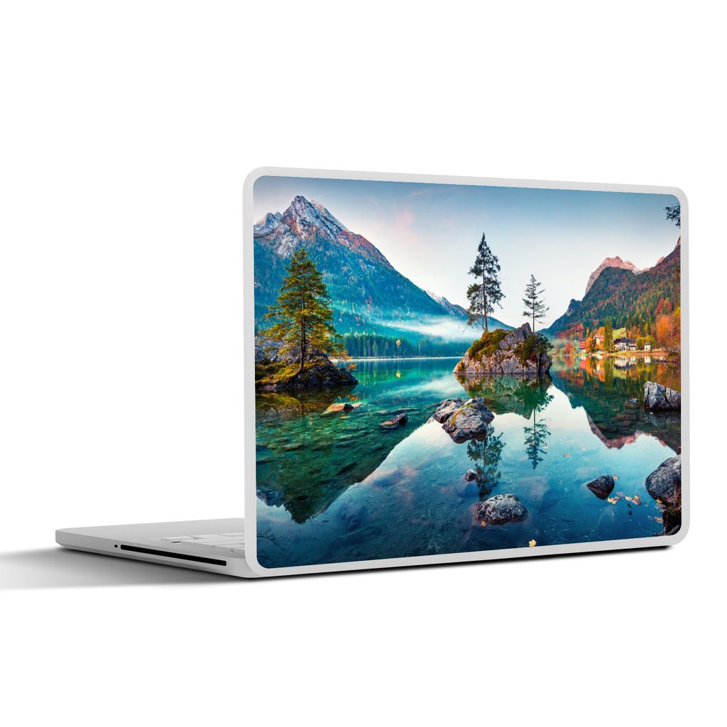 MuchoWow Laptop Aufkleber Sticker Cover Berge - See - Bäume - Natur - Wasser 32.5x23.5 cm - Sticker für Laptop - Selbstklebend