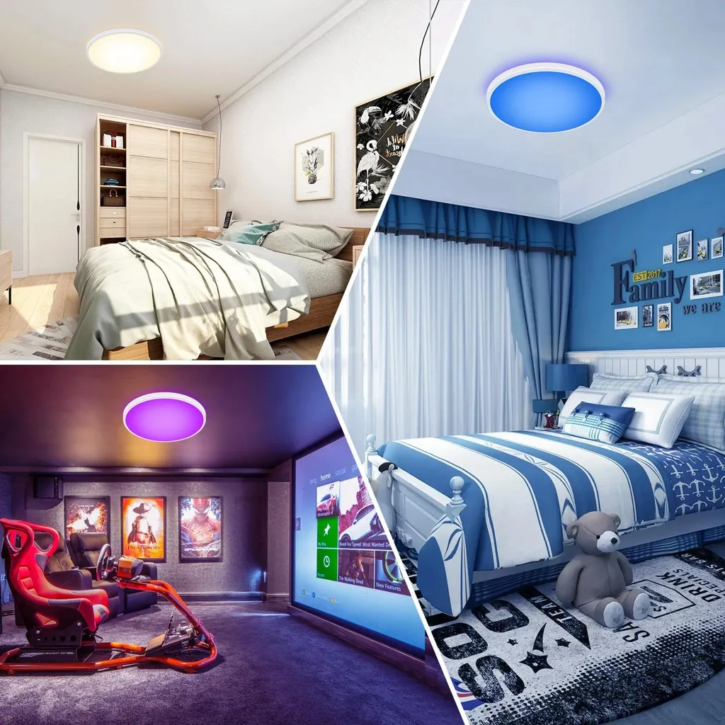 Plafonnier LED RGB 24W avec télécommande et rétroéclairage 6 couleurs - 7