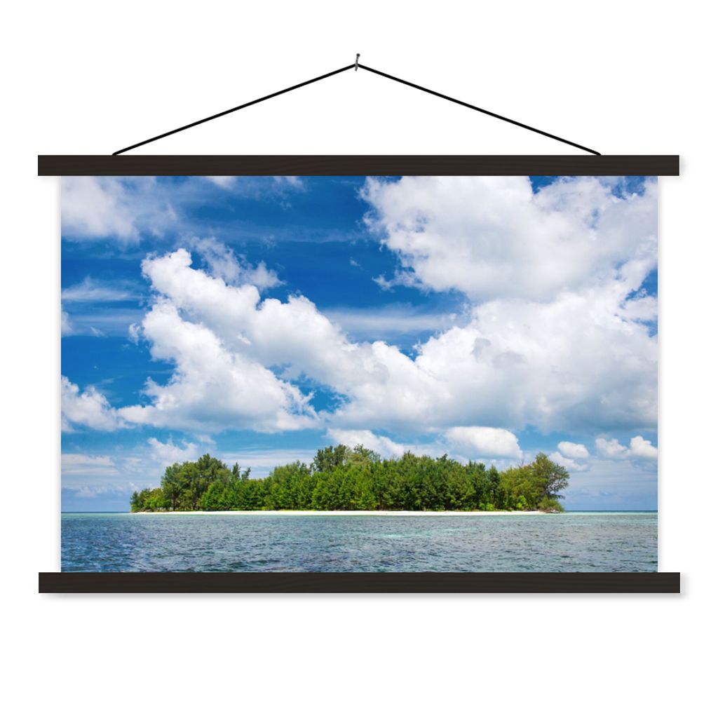 MuchoWow Textilposter Insel - Sommer - Tropisch 60x40 cm mit schwarzem Rahmen - Hölzernes