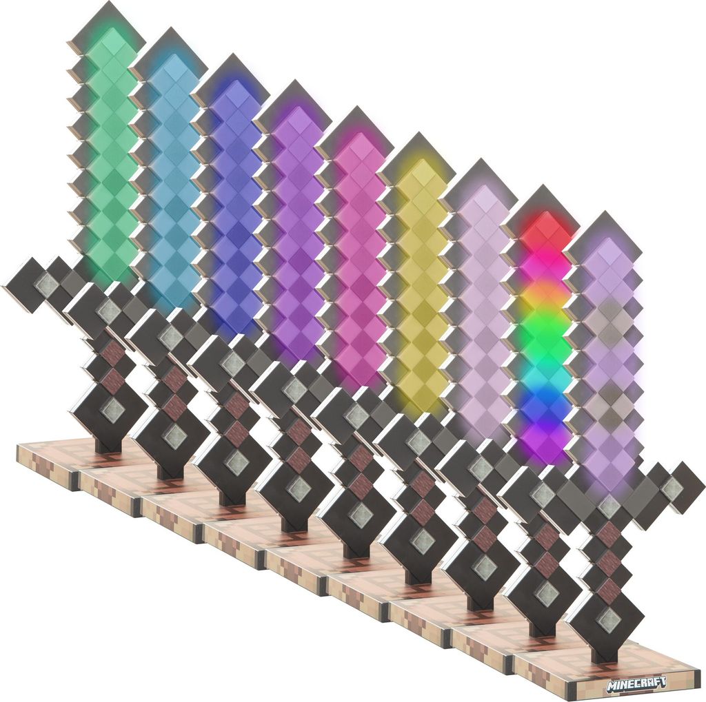 Roba 354133MC LED-Schwert 'Minecraft' Netherite - Tischlampe mit 9 Farben & Akku