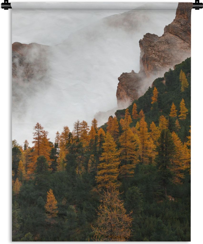 MuchoWow Wandteppich Wandbehang Kiefer - Herbst - Berg - Landschaft 90x120 cm Tapisserie Dekoration Wandtuch - Wanddeko