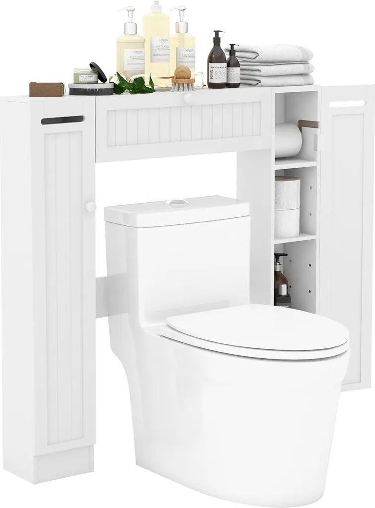 Mobiletto Bagno Bianco COSTWAY 89x18x99cm Scaffale Legno Salvaspazio