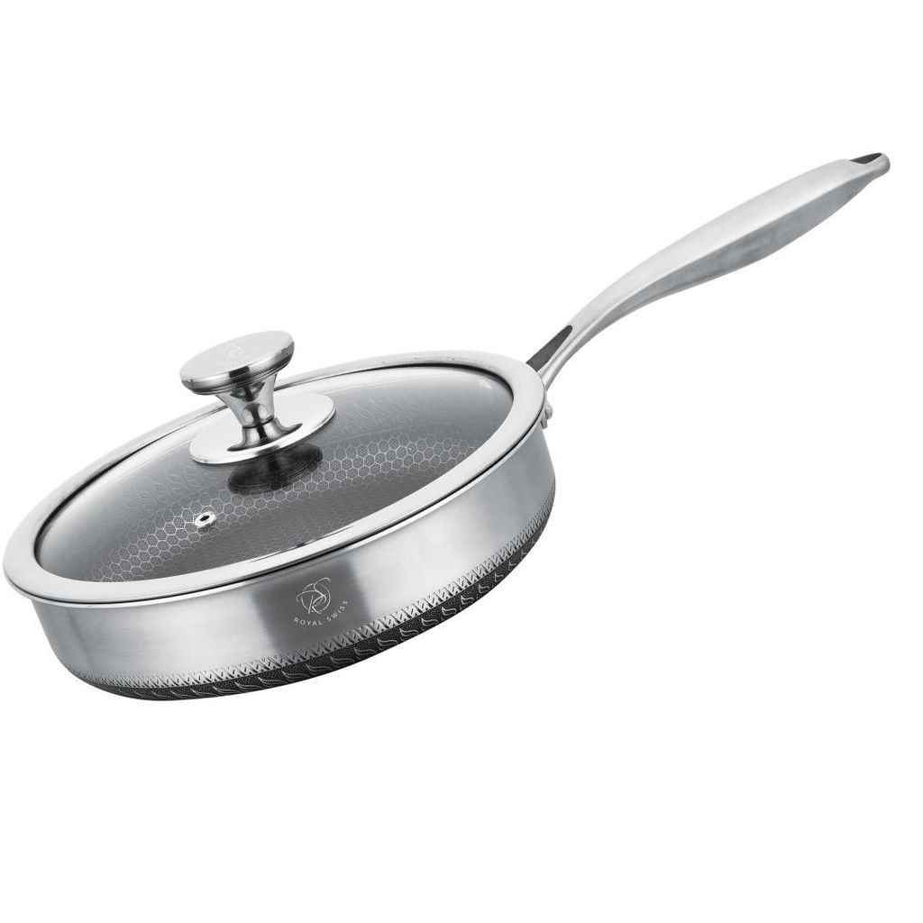 Bratpfanne 28 cm mit Glasdeckel – Edelstahl, Induktion Produktbild 