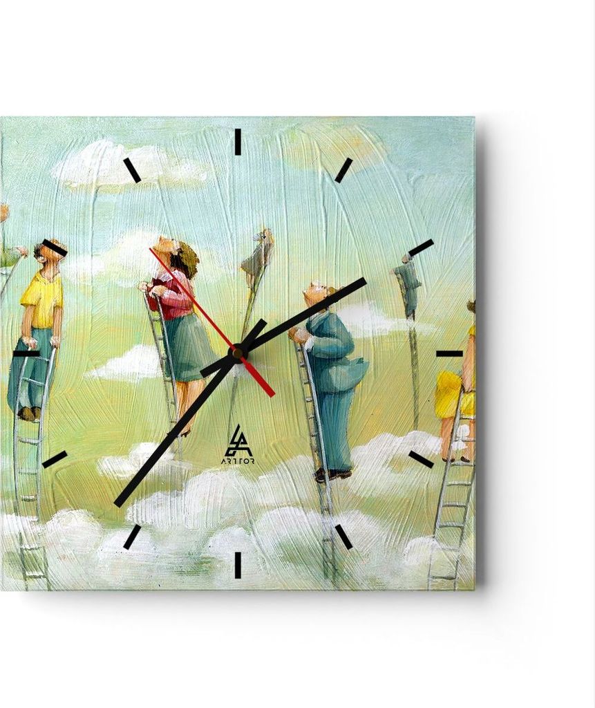 Wanduhr - Quadrat - Glasuhr - Abstraktion modern - 40x40cm - Schleichendes Uhrwerk - Lautlos - zum Aufhängen bereit - Dekoration Modern - Wanddeko...