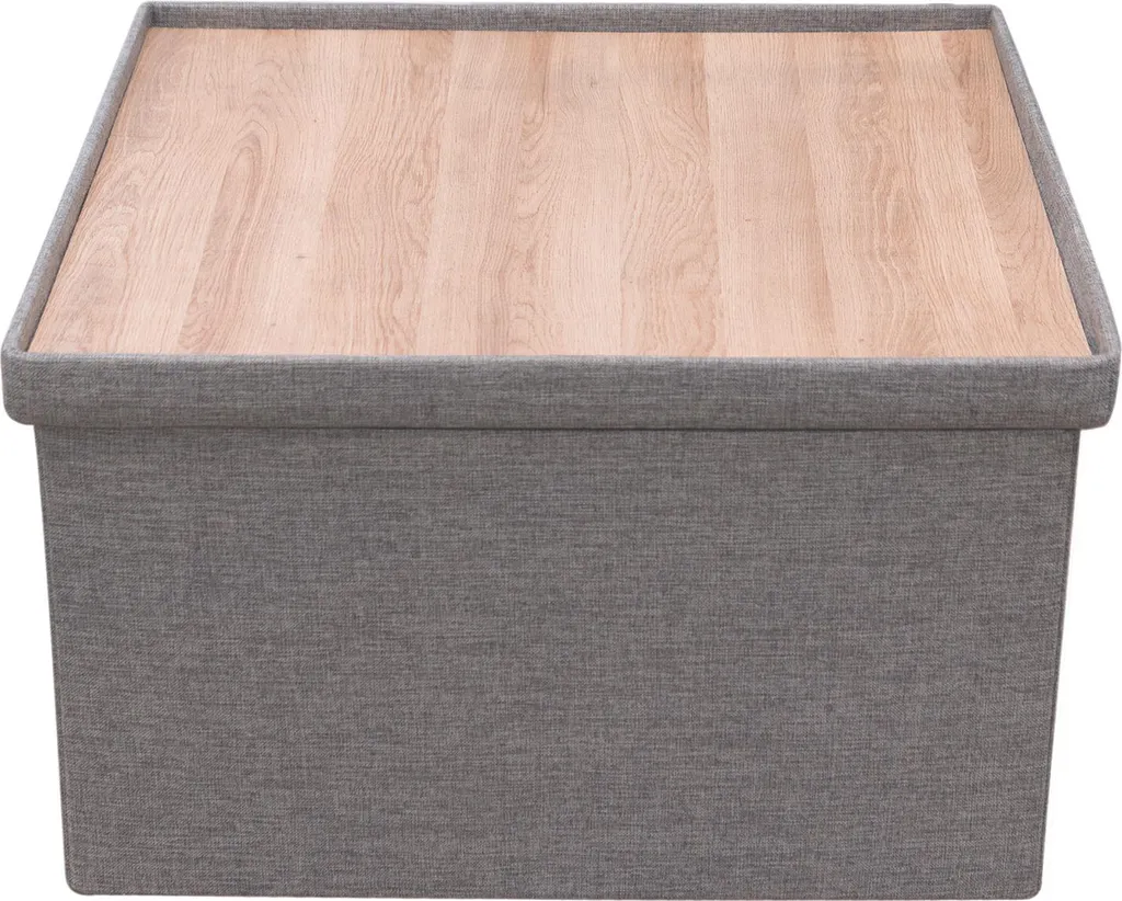 Coffre Pouf Pliable Carré 76x76 cm en Tissu Gris Anthracite Design