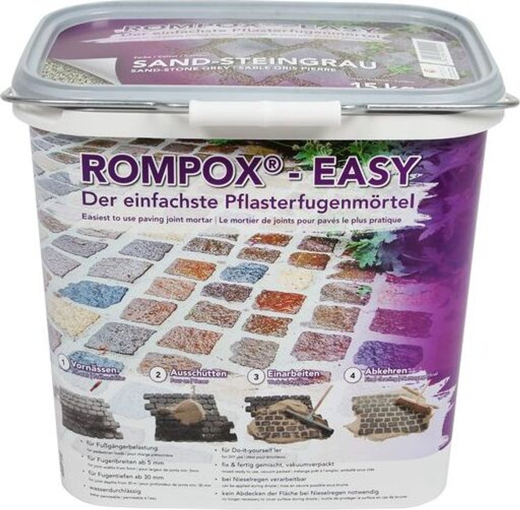 Romex ROMPOX-EASY Pflasterfugenmörtel Steingrau 15kg Eimer Produktbild 