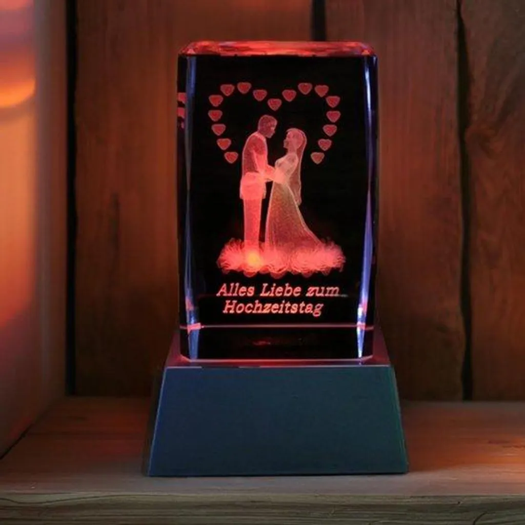 Bougie LED en cristal et veilleuse décorative avec gravure 3D intérieure