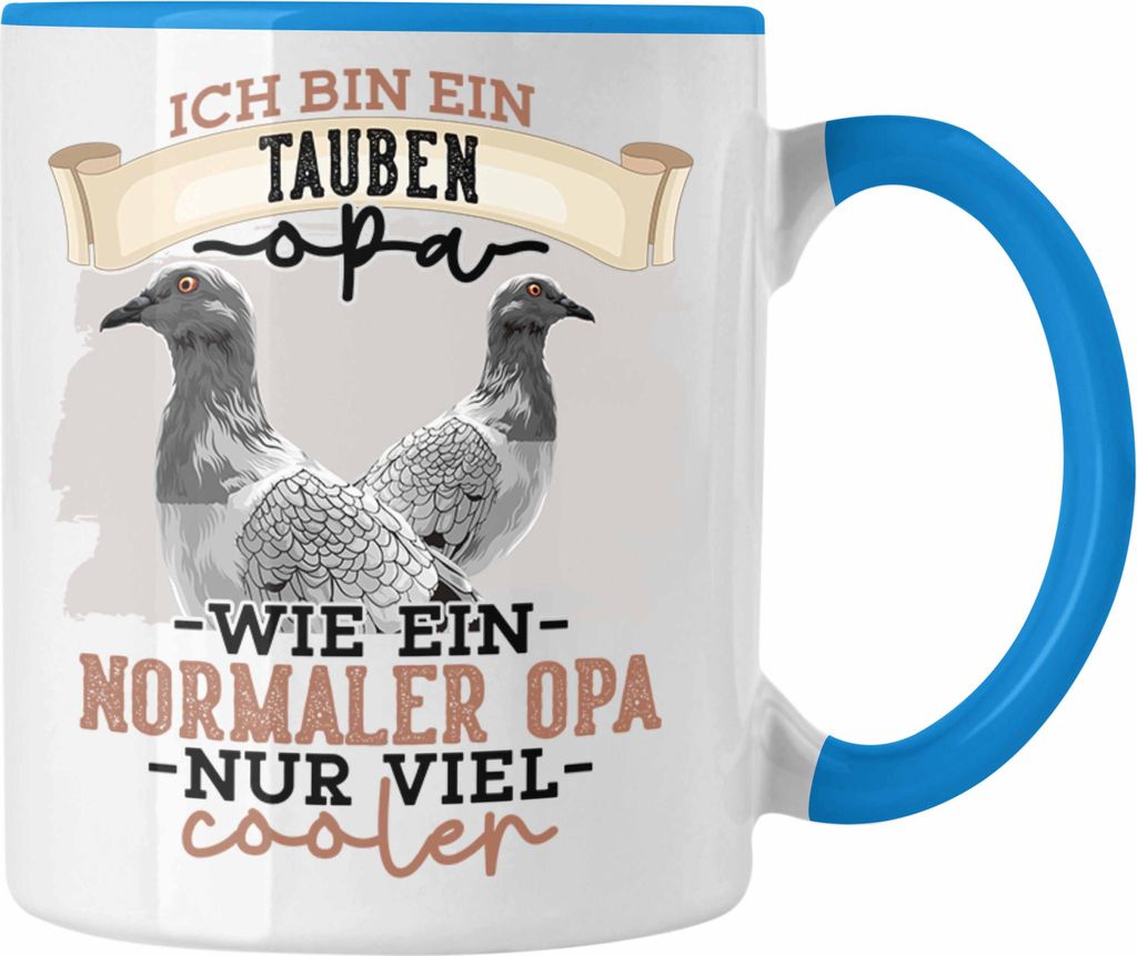 Trendation - Tauben Opa Tasse Geschenk zum Vatertag Bester Opa Taubenzüchter Geschenkidee (Blau)