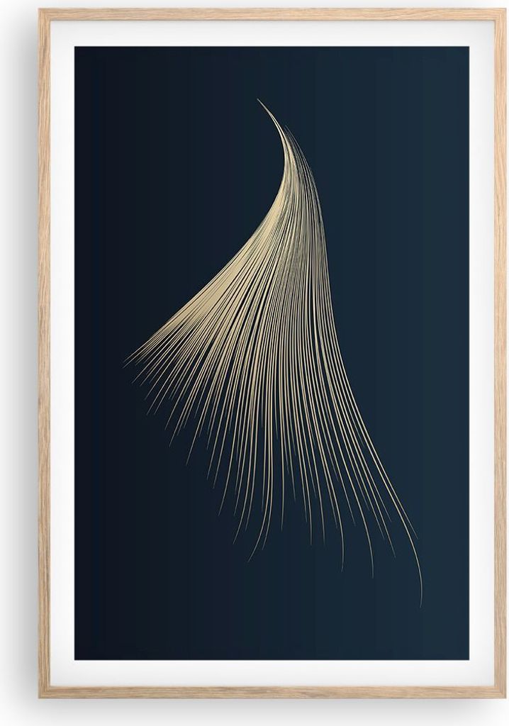 Gerahmtes Poster - Rahmen in heller Eiche - Golden Borsten Abstraktion - 61x91,5 cm - Wand Bild - Wanddeko - Wandbilder - Kunstposter - Wandposter ...