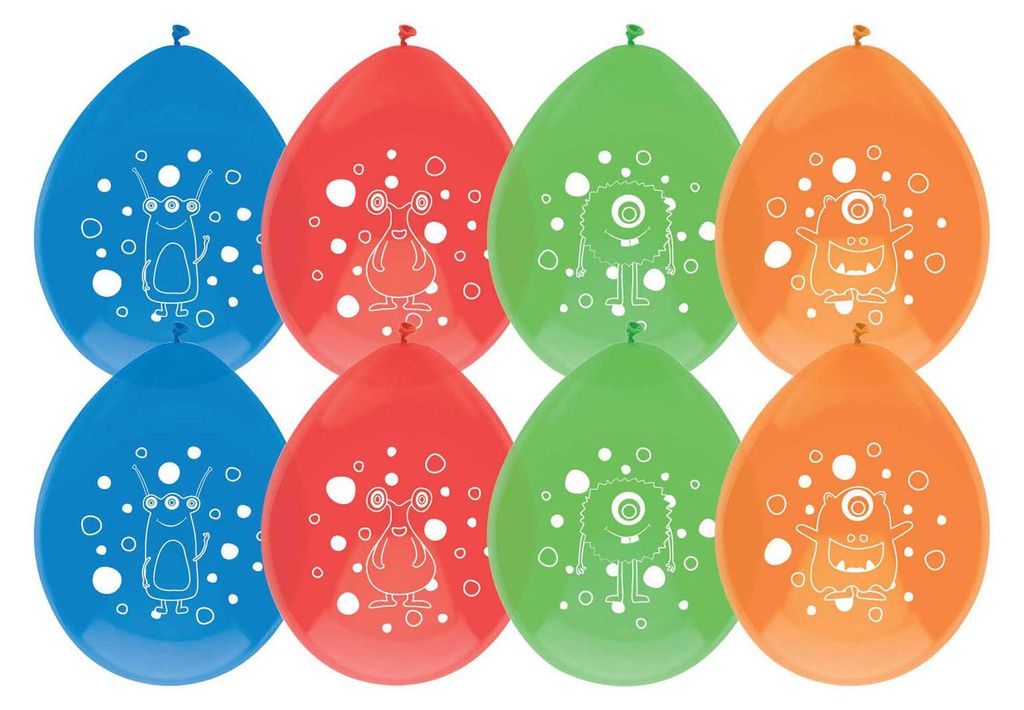 8 Stück Party Ballons im Monster Party Design Produktbild 