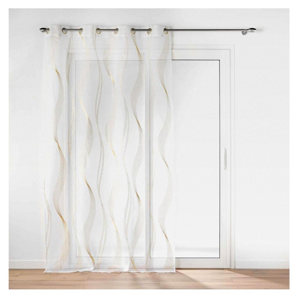 Ösenvorhang Elona, durchscheinend (140 x 240 cm), Gold, metallisch bedruckter Sablé-Voile