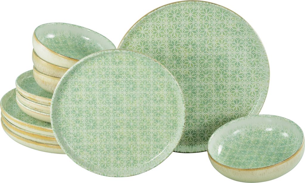 CreaTable, 24085, Uno Emiliana zelená, sada tanierov 12 ks, Obrázok produktu 