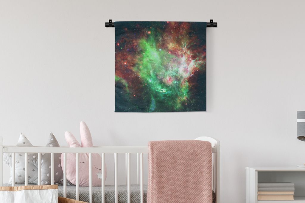 MuchoWow® Wandteppich Wandbehang Leerzeichen - Rot - Grün Produktbild 