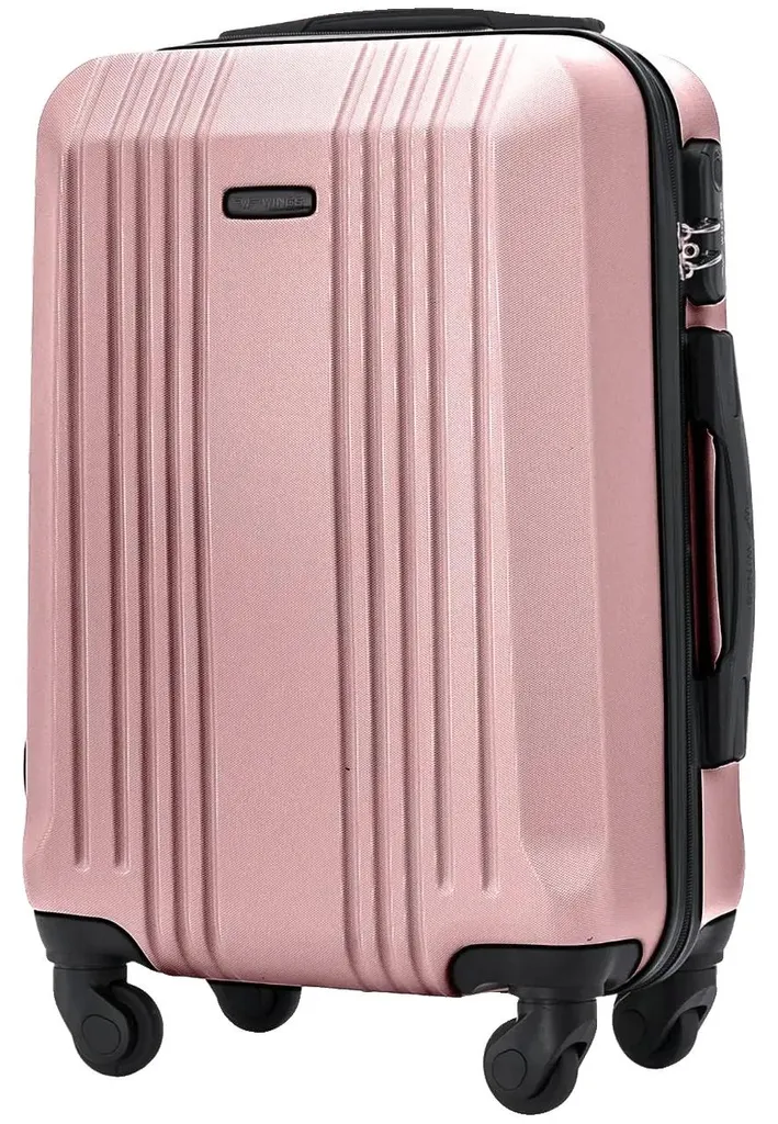 Bagage à main rigide rose avec système antivol et roues silencieuses 360