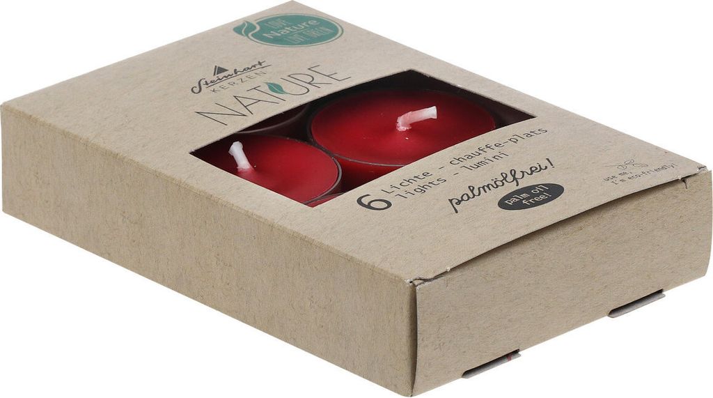 Teelichter "Nature" Altrot 6er-Pack aus 100% natürlichen Produktbild 