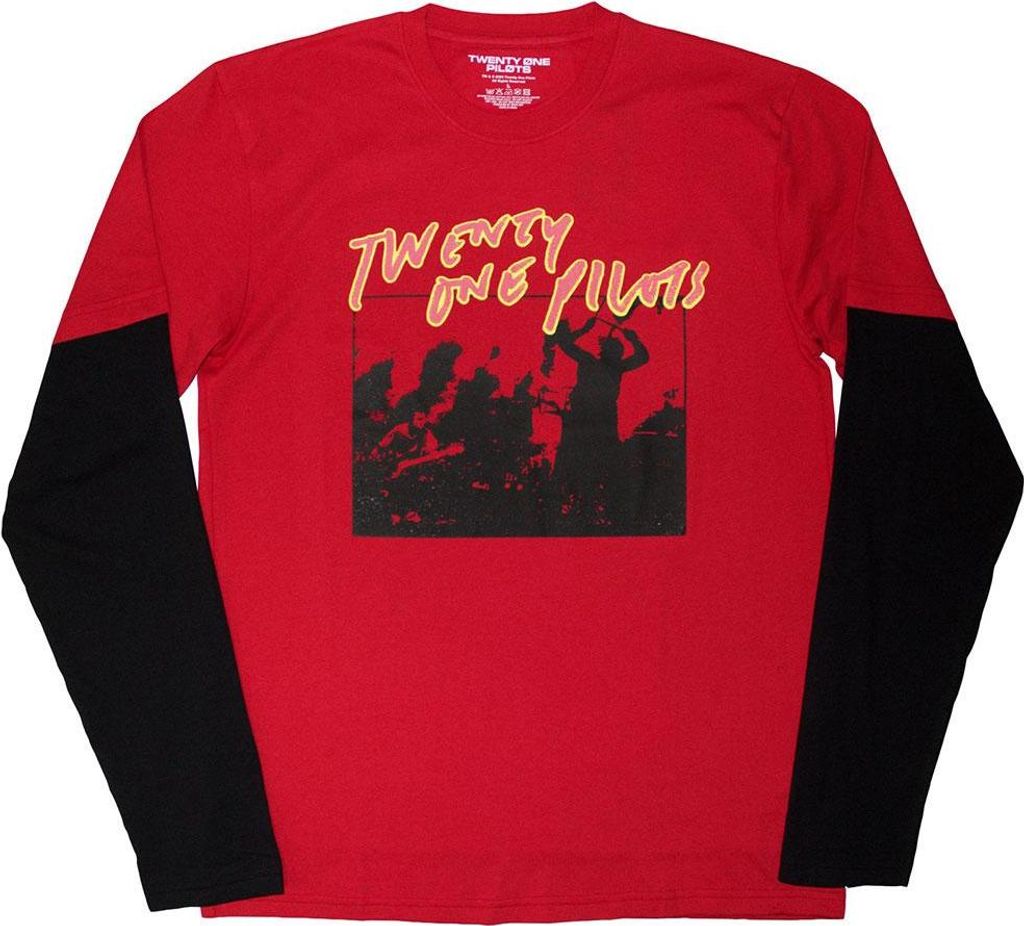 Twenty One Pilots - T-Shirt für Herren/Damen Uni, Geschichtet, Langärmlig RO14771 (S) (Rot/Schwarz)
