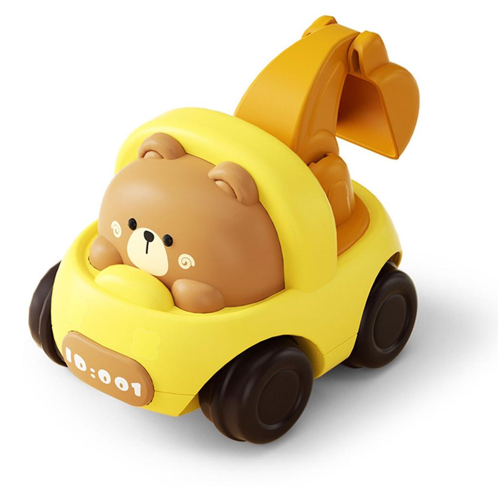 Spielzeug-Bagger-LKW, Trägheitsdesign, niedlicher Cartoon-Bär aus Kunststoff, tragbar, Mini-Baufahrzeuge für Jungen und Kinder