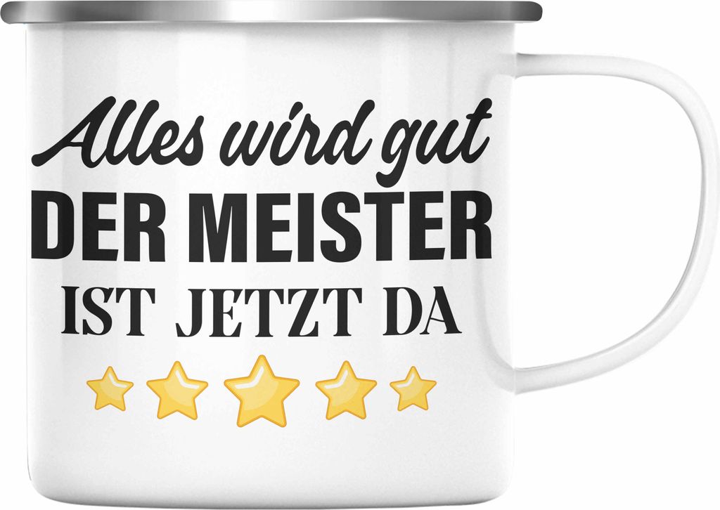 Trendation - Meisterprüfung Bestanden Geschenk Meister Prüfung Emaille Tasse Mann Metallbauer Schreiner Dachdecker Maler Elektrotechnik Elektroni...
