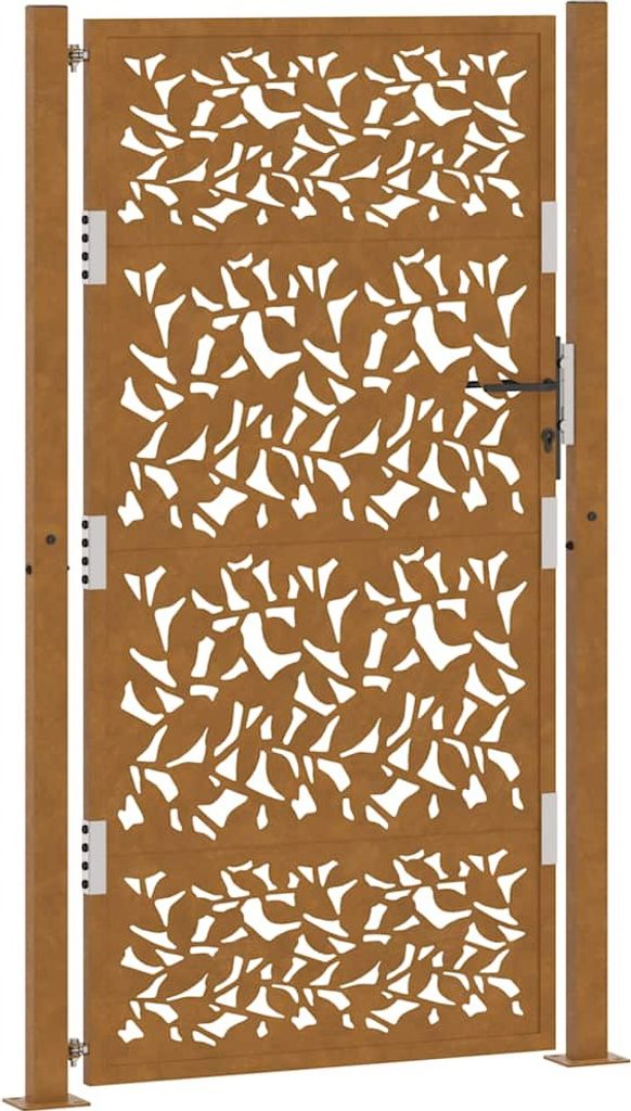 Gartentor 100x175 cm Wetterfester Stahl Blattdesign