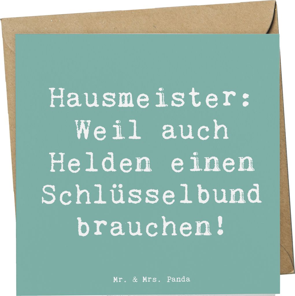 Mr. & Mrs. Panda Grußkarte Spruch Hausmeister Held - Meeresbrise - Geschenk, Geschenke für Berufstätige, Alltag, harmonisches Miteinander, faltk...