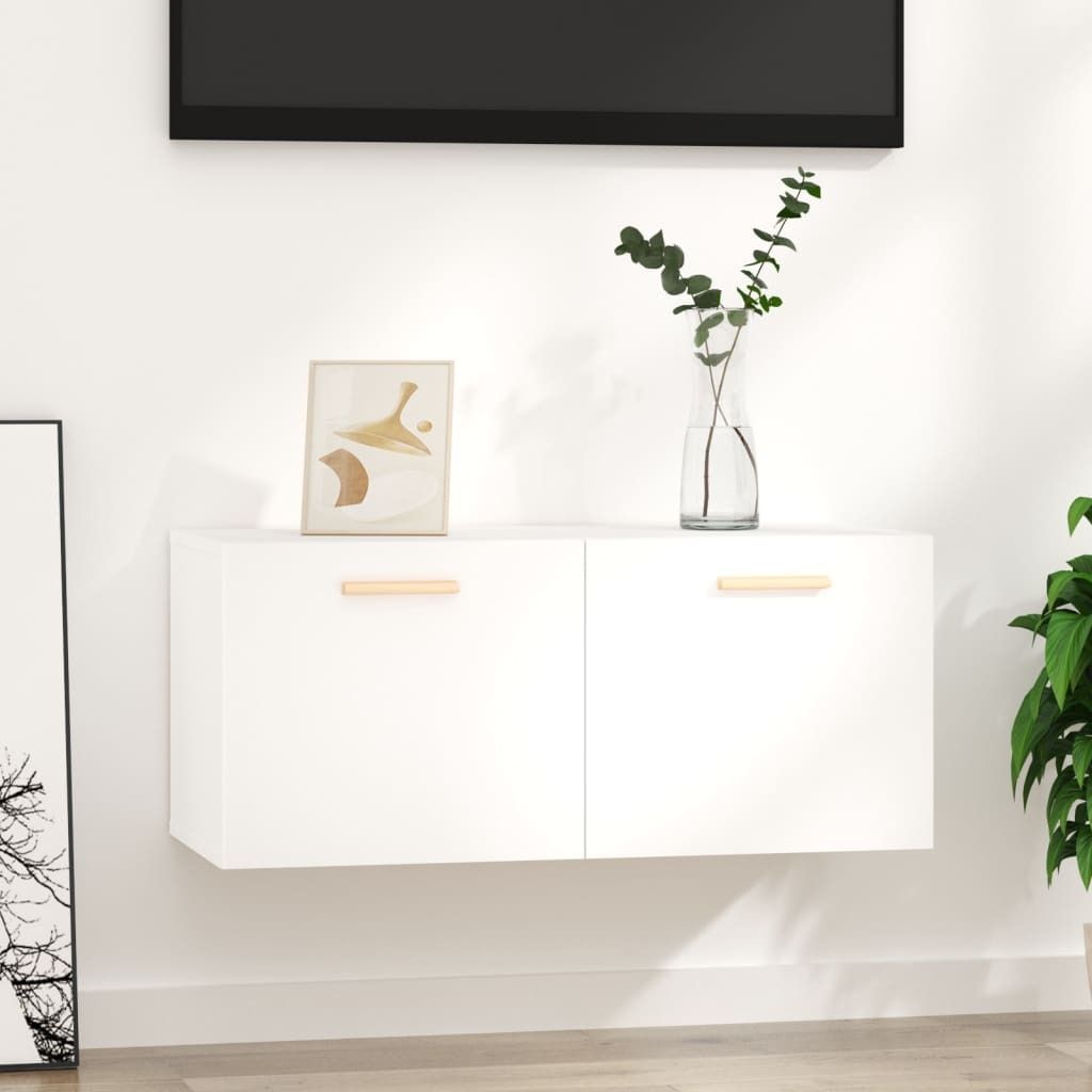 The Living Store Wandschrank Weiß 80x35x36,5 cm Holzwerkstoff