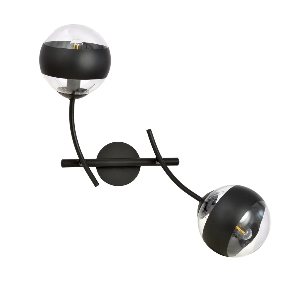 Luminaire Mural HUNTER K2 Noir Rayuré - Applique 2 Lumières 40W E14