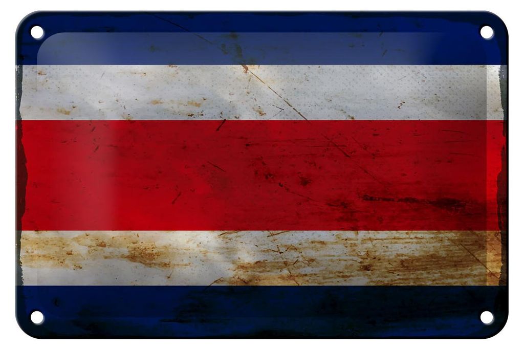 Blechschild Flagge Costa Ricas 18x12cm Costa Rica Rost