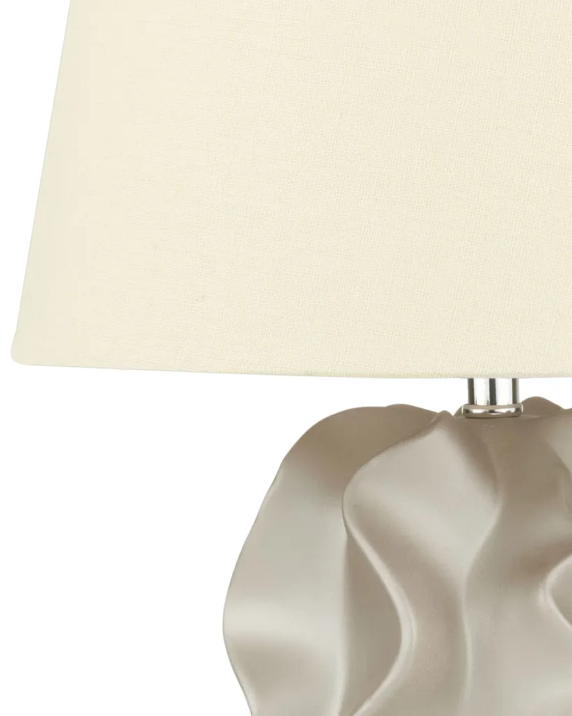 Lampe décorative base ondulée en céramique et or design minimaliste 46cm