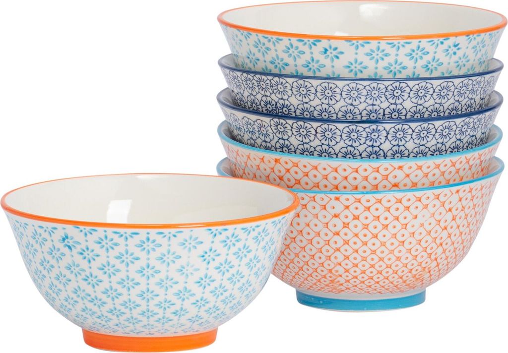 Nicola Spring handbedruckte Müslischalen – 16 cm – 3 Farben Produktbild 