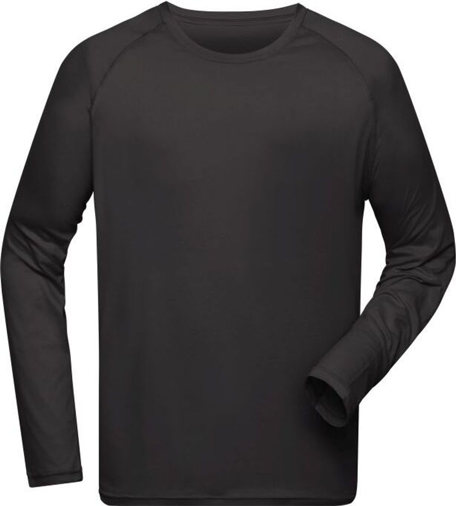 Men's Sports Shirt Long-Sleeved black, Gr. S