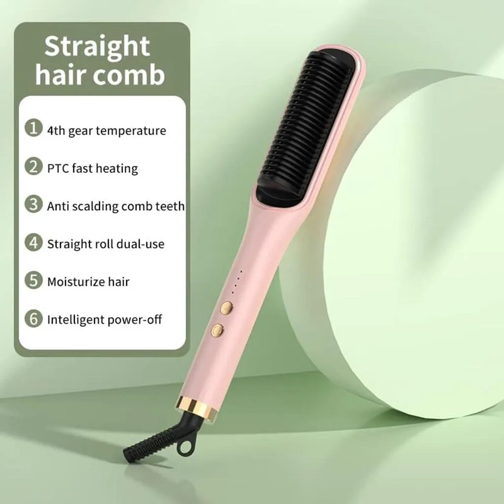 Spazzola Elettrica Lisciante Rosa 2 in 1: Capelli Lisci in 30 Secondi