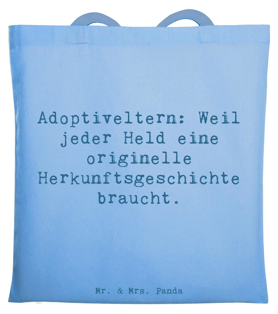 Mr. & Mrs. Panda Tote Bag Spruch Adoptiveltern Helden - Sky Blue - Geschenk, Jutebeutel, Geschichten, Beutel, Verwandte, Shopping Tasche, elterlich...