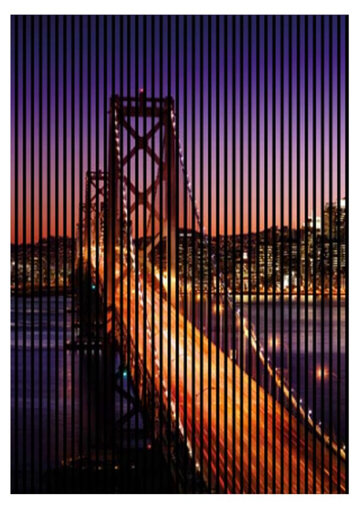 Akustikpaneele mit Digitaldruck San Francisco01 19 x 1693 x 2400 mm San Francisco Golden Gate Bridge MDF PET-Fasern Wandpaneele Lila Orange 3 Einze...