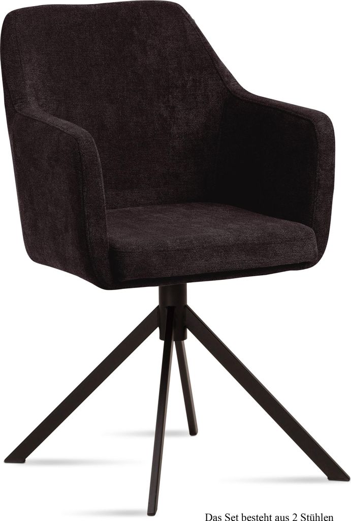 Armlehnstuhl (2er-Set) Dulcy 57x87x60 Schwarz/Espresso