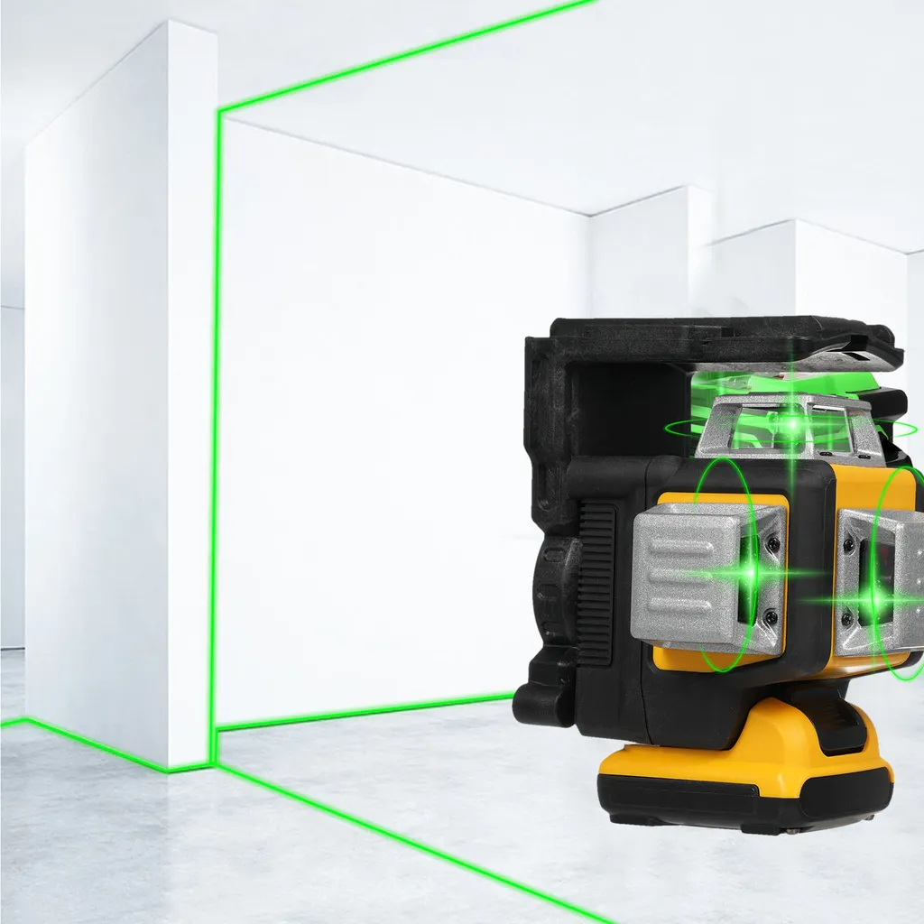 Niveau à bulle laser 3x360 vert 12 lignes pour nivellement construction