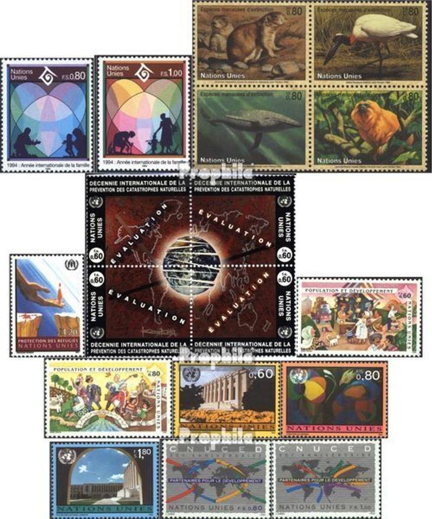 Briefmarken UNO - Genf 1994 Mi 243-260 (kompl.Ausg.) Jahrgang 1994 komplett gestempelt Jahr der Familie