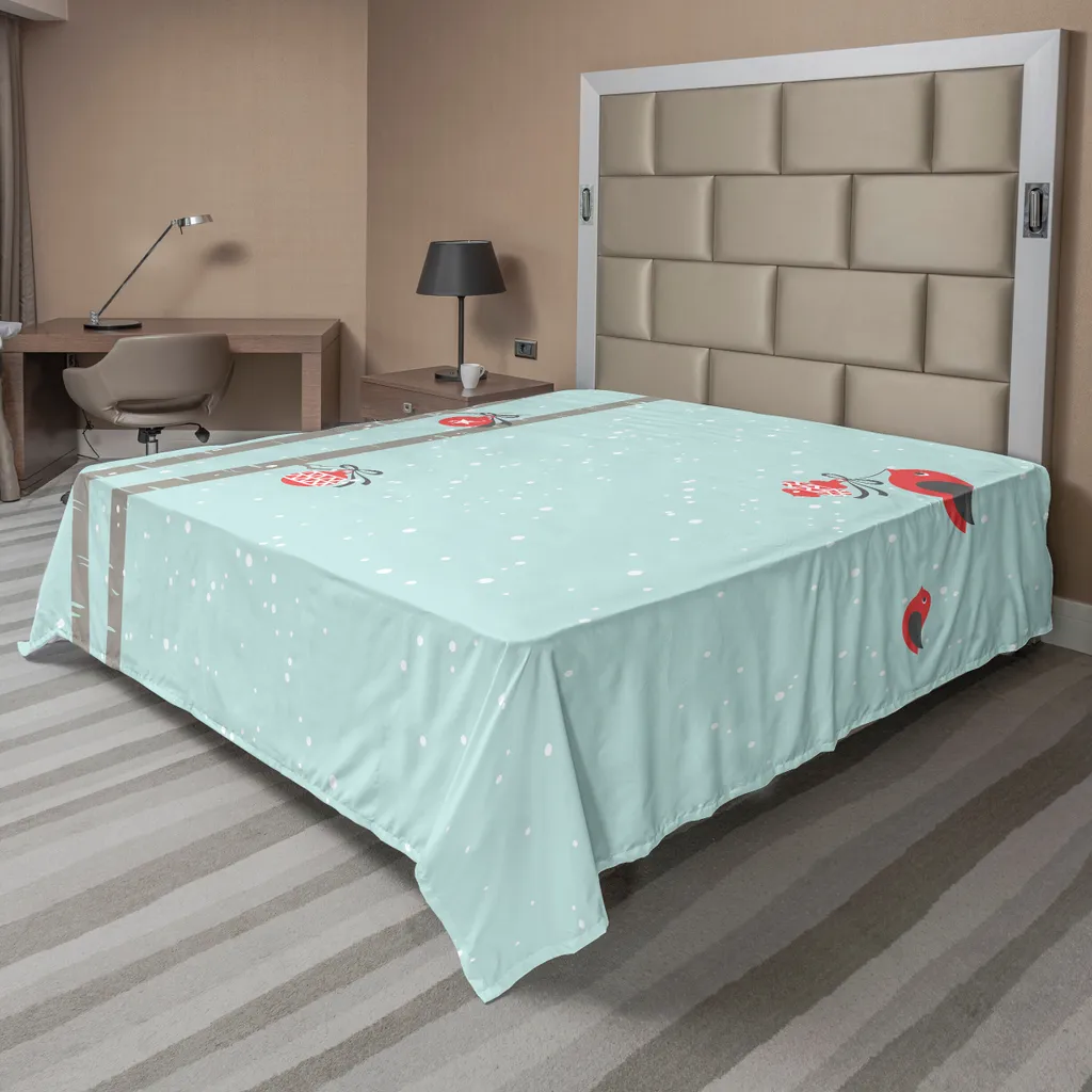 Décoration de lit de Noël : Drap plat festif 275x260 cm pour Ambiance Hiver