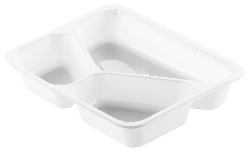 300x DUNIFORM CPET-Schale 225 x 175 x 43 mm Weiß 3-Teilung