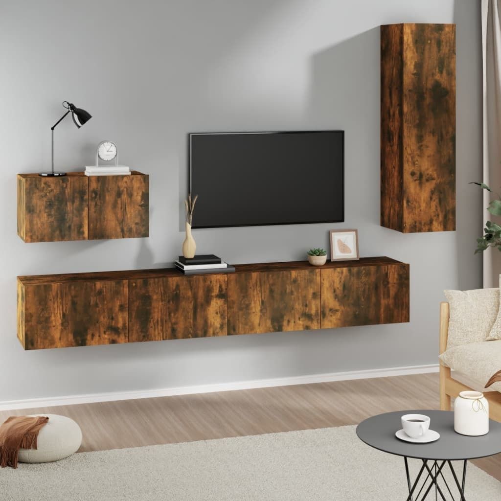 Maison Exclusive - 4-tlg. TV-Schrank-Set Räuchereiche Holzwerkstoff