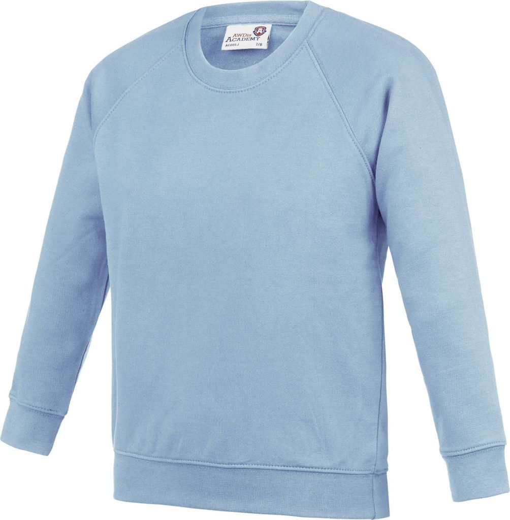 AWDis Academy Kinder Schul Sweatshirt, Rundhals RW3918 (13 Jahre (164)) (Himmelblau)