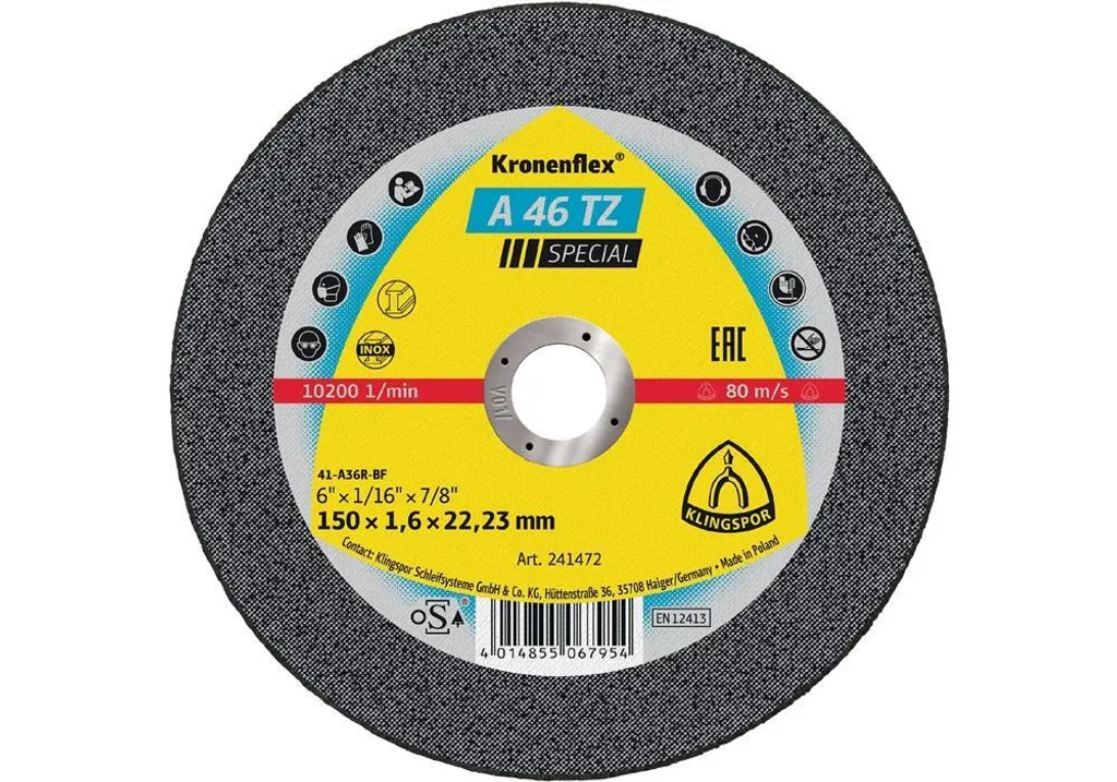 Disque à tronçonner INOX A 46 TZ Special 150mm 241472 pour Meuleuse