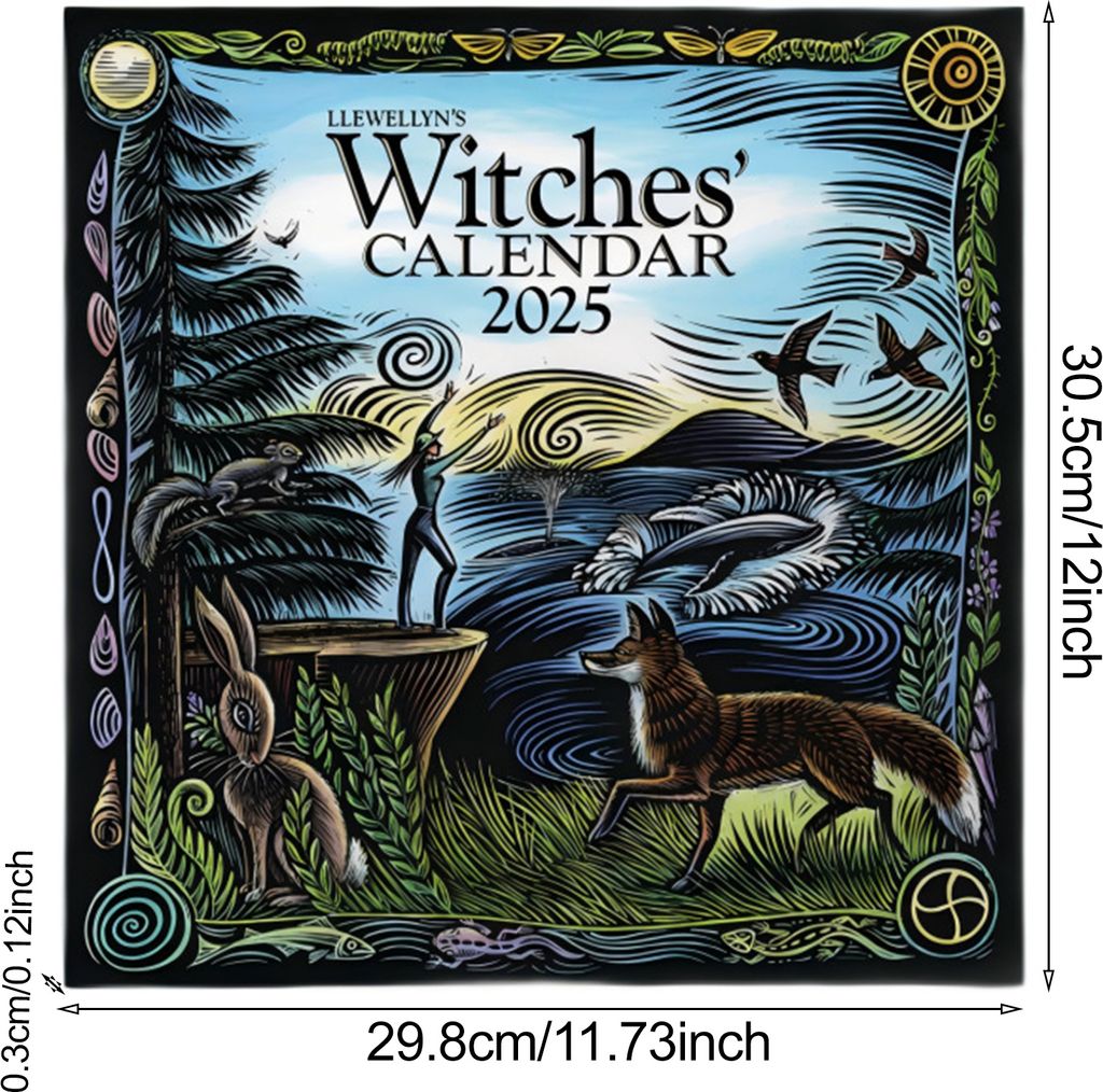2025 Hexenkalender, Retro-Hexerei-inspirierter Wandkalender, Mondphasenkalender mit astronomischer Anleitung für magische Rituale